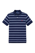 Tricou Polo Copii Ralph Lauren Bleumarin cu Dungi – Tricou cu Logo Roșu Brodat