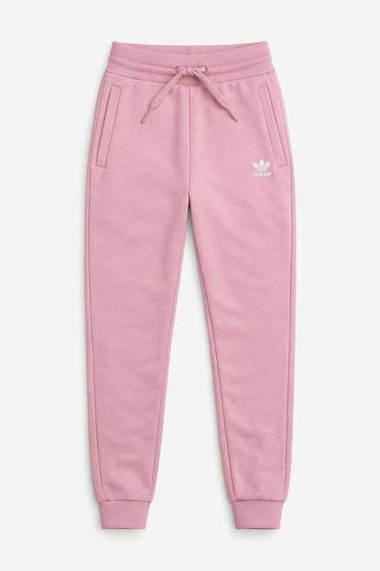 Pantaloni Trening Copii adidas Roz – Pantaloni Sport cu Talie Elastică și Logo Trefoil Alb