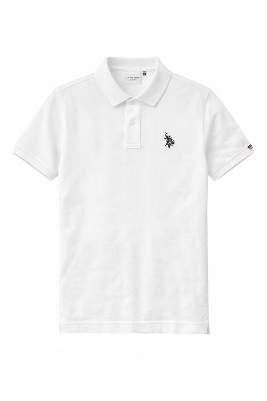 Tricou Polo Copii U.S. Polo Assn. Alb – Tricou cu Logo Albastru Brodat