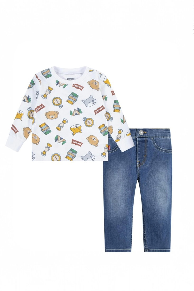 Set Levi's Copii – Bluză cu Imprimeu Animale și Blugi Clasici