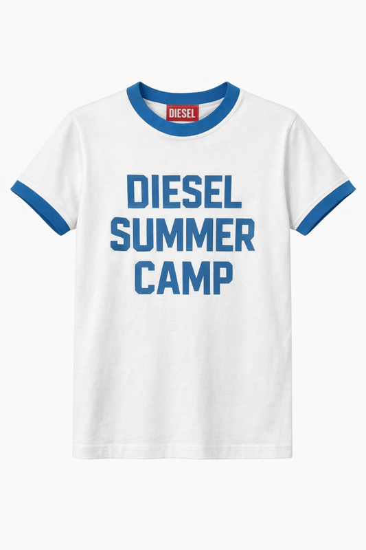 Tricou Alb Copii Diesel Summer Camp – Stil Retro și Confort Premium