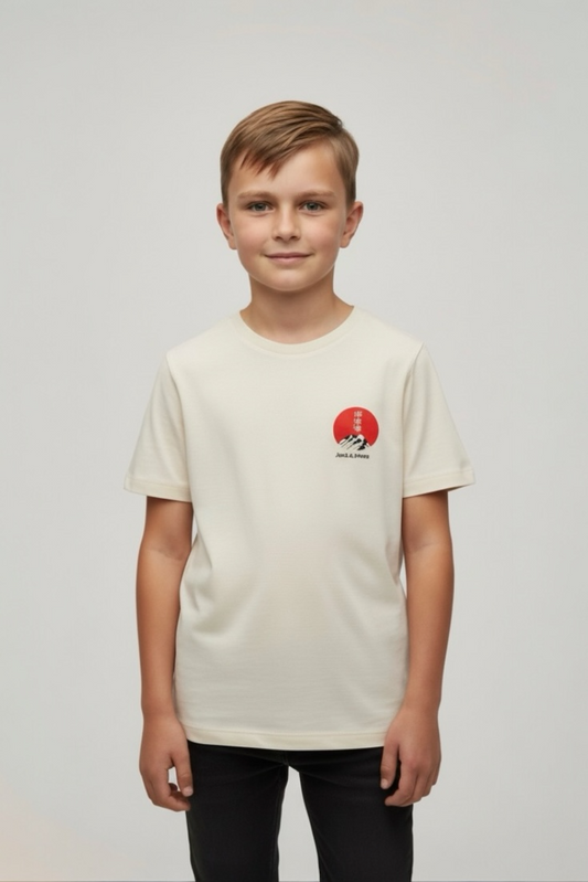 Tricou Crem Băieți Jack & Jones – Design Urban cu Imprimeu Japonez