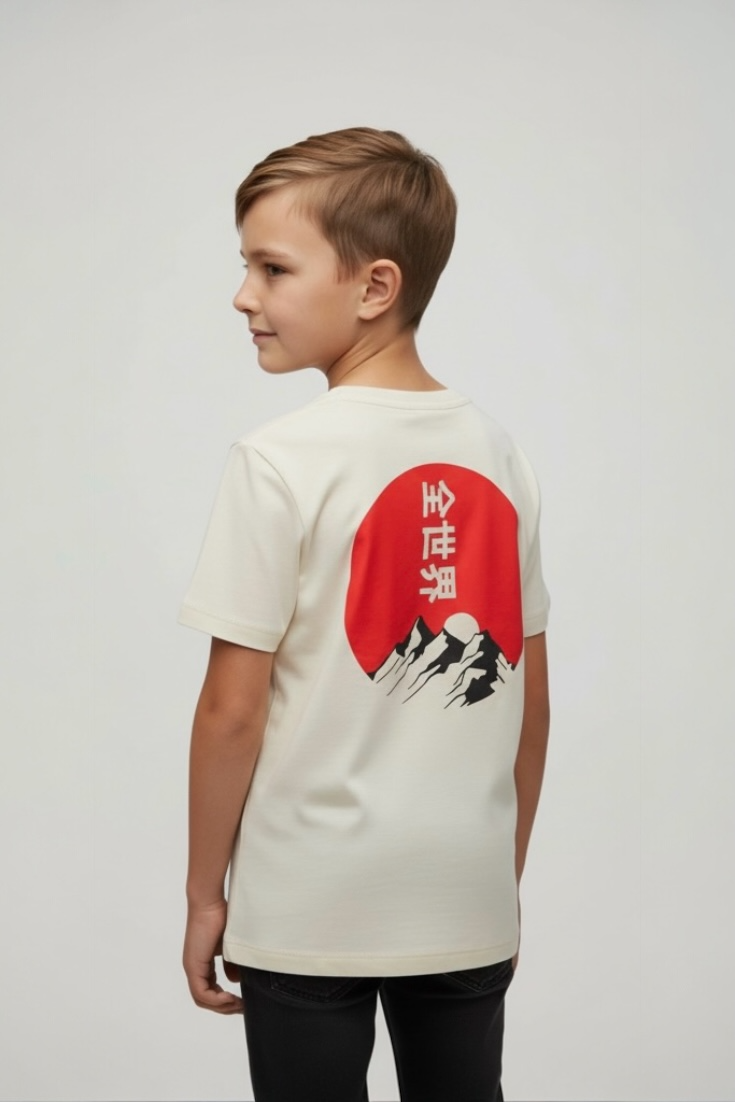 Tricou Crem Băieți Jack & Jones – Design Urban cu Imprimeu Japonez