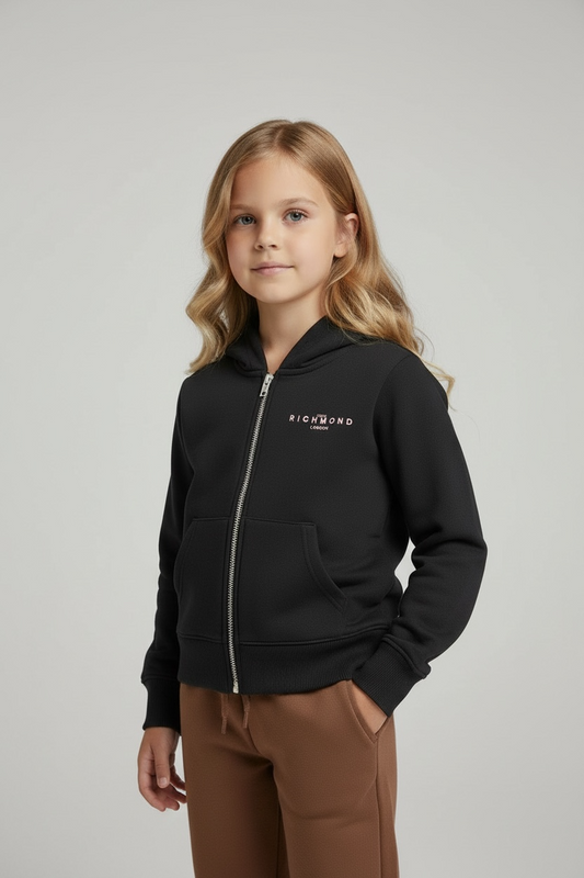 Hanorac Negru cu Glugă John Richmond Kids – Stil Rock-Chic și Confort Premium
