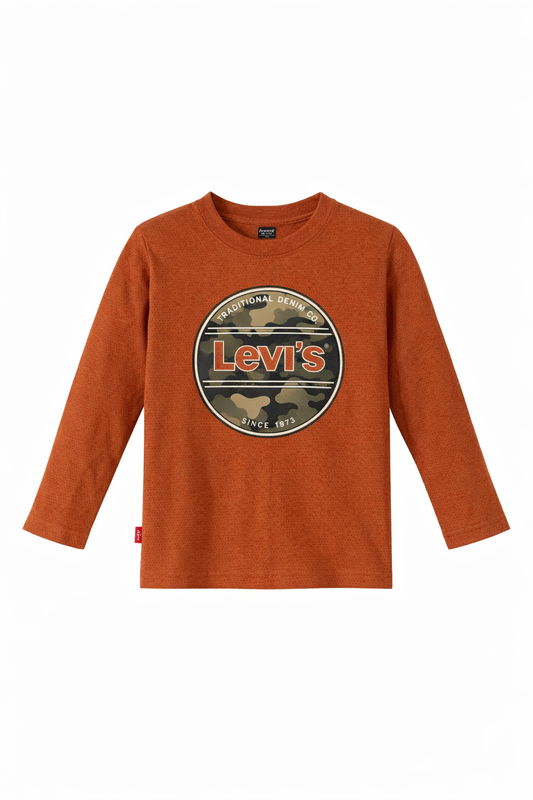 Bluză Levi's Kids Portocalie – Cu Mânecă Lungă - Logo Camuflaj pentru Băieți