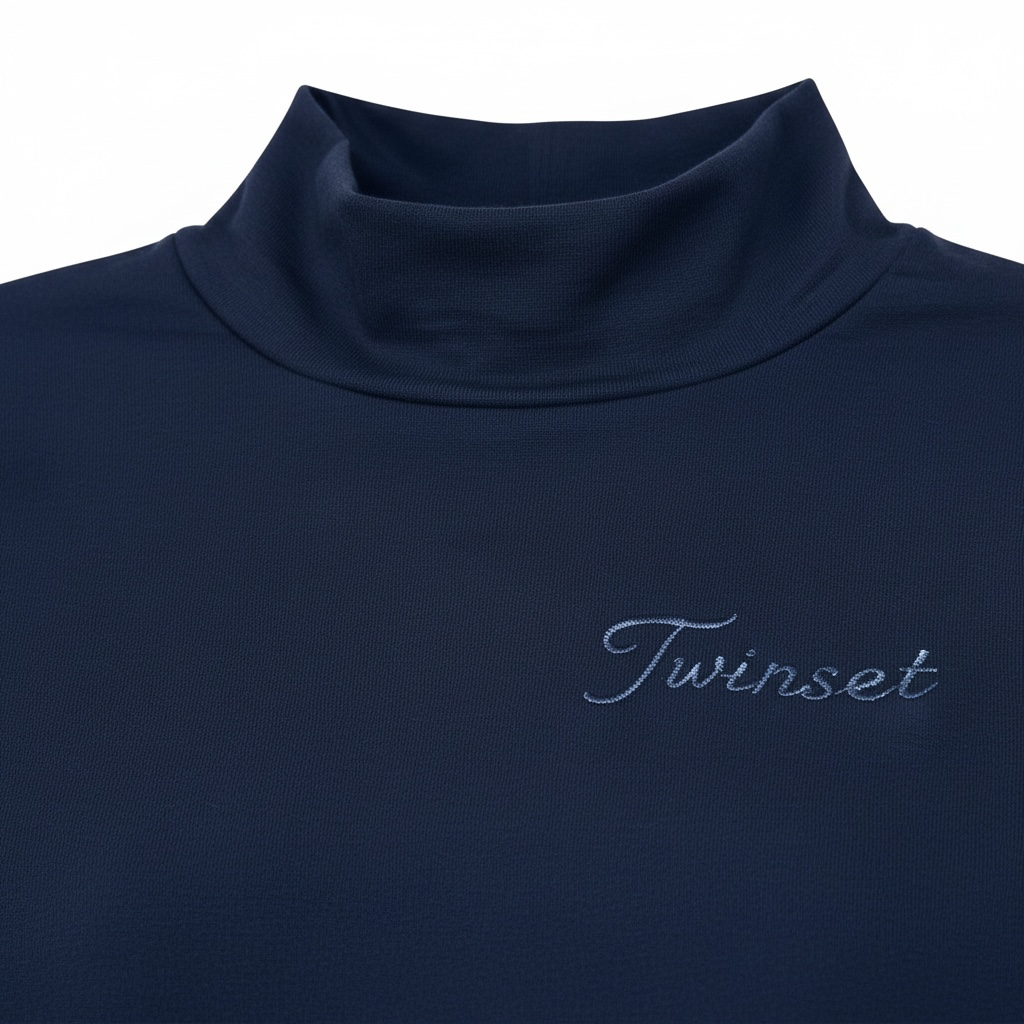 Helancă Bleumarin Twinset Fete – Maletă cu Logo din Cristale și Detalii din Dantelă