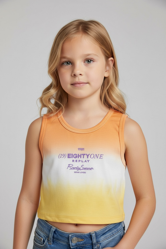 Top Replay Kids Fete – Maiou Cropped „Randy Summer” – Degrade Portocaliu-Galben
