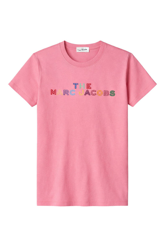 Tricou Fete Marc Jacobs Kids – Roz – Logo Multicolor Brodat