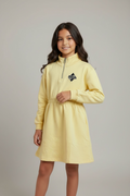Rochie Tip Hanorac Fila Fete - Galben Pastel, Guler cu Fermoar