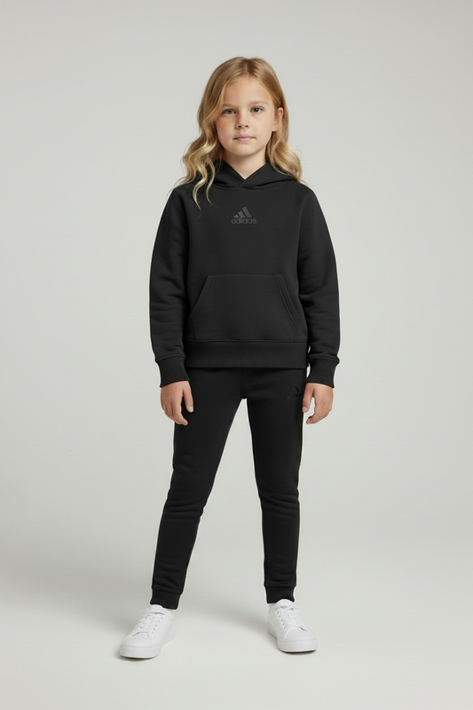 Trening copii Adidas negru, hanorac si colanți sport
