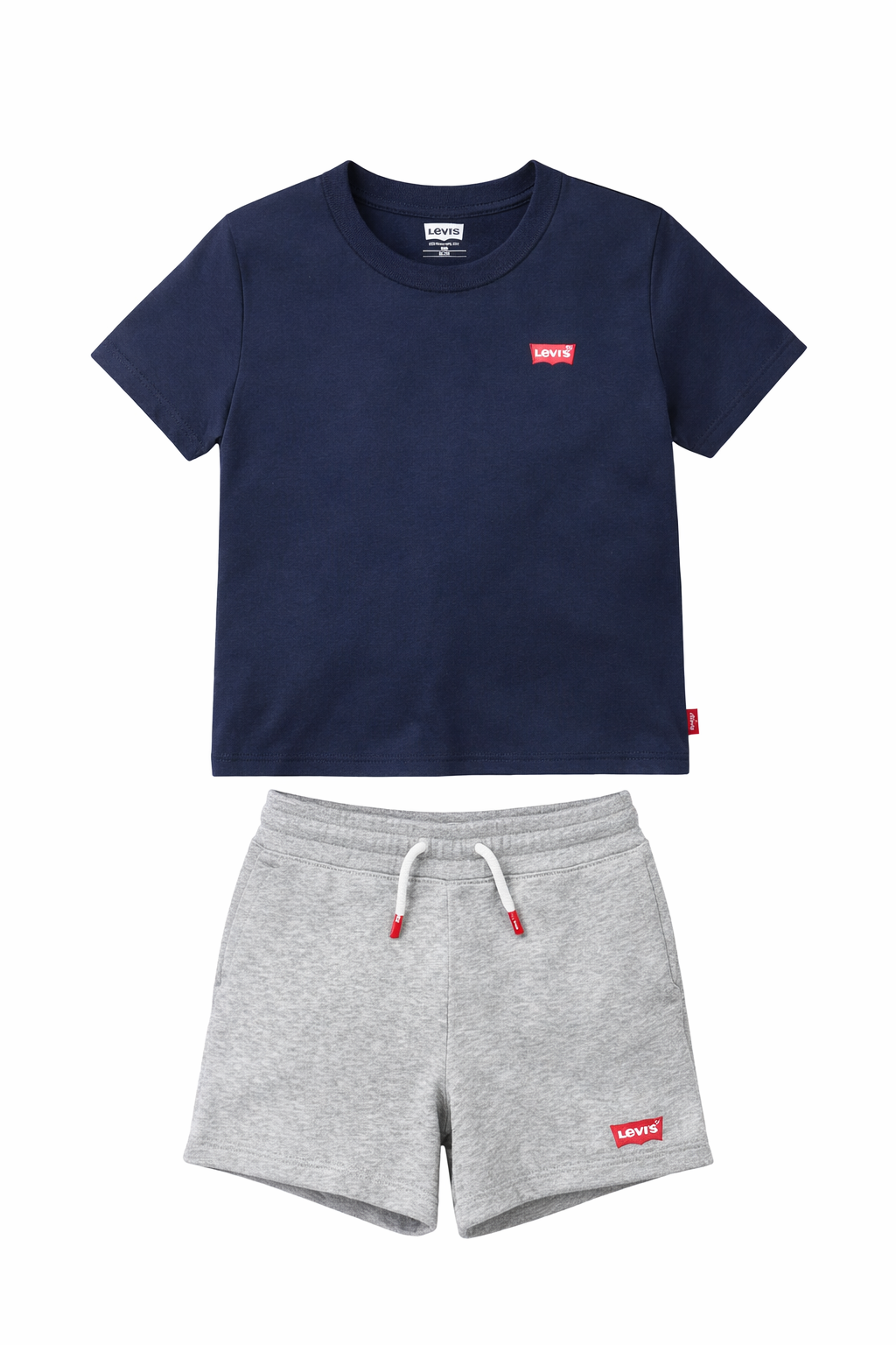 Set vara Levi's - tricou bleumarin si pantaloni scurti gri cu talie elastica