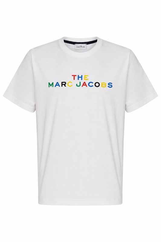 Tricou Marc Jacobs alb cu imprimeu central multicolor