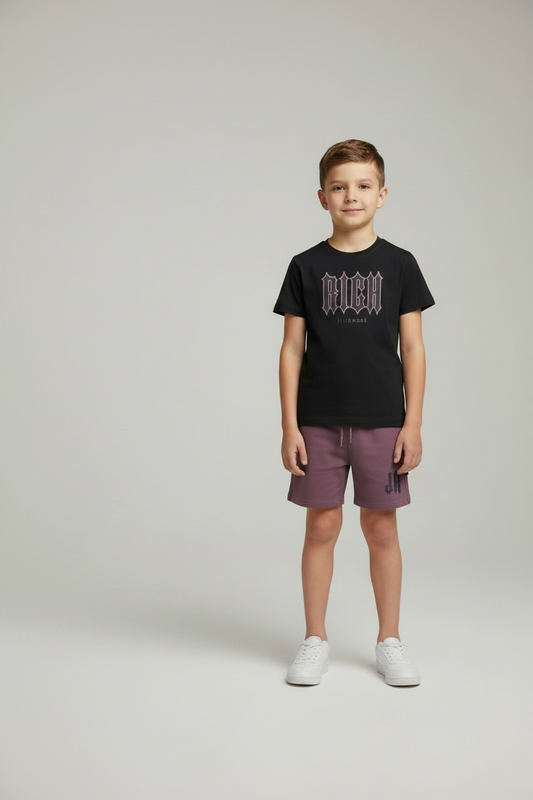 Set de vara John Richmond mov/negru cu imprimeu