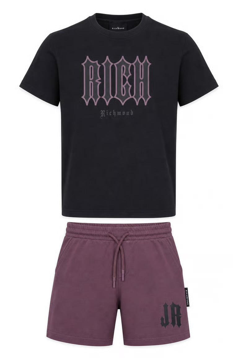 Set de vara John Richmond mov/negru cu imprimeu