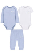 Set 3 piese Nike - 2 body-uri si pantaloni alb-bleu