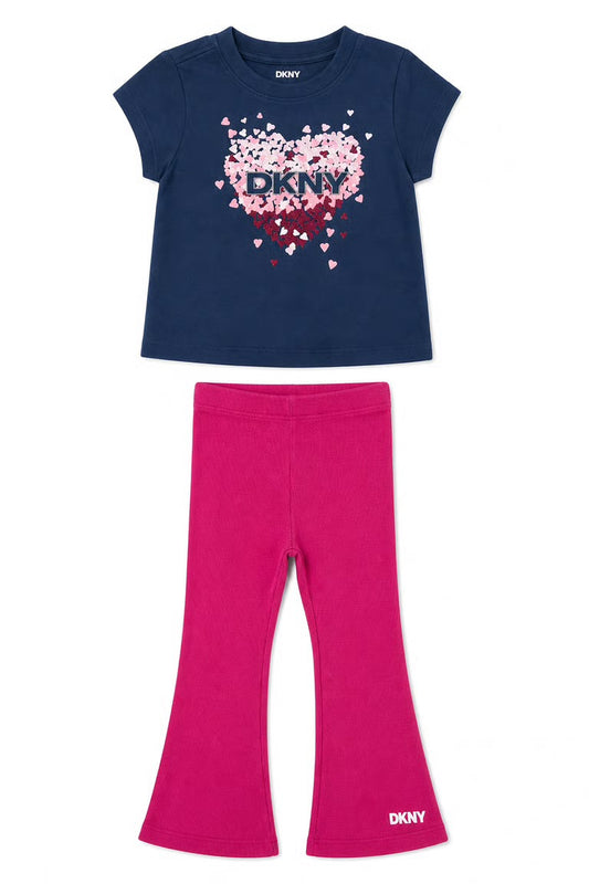 Set DKNY cu logo central - bleumarin si albastru, detalii cu inimioare
