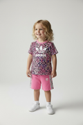 Set de vara fetite Adidas roz cu imprimeu leopard