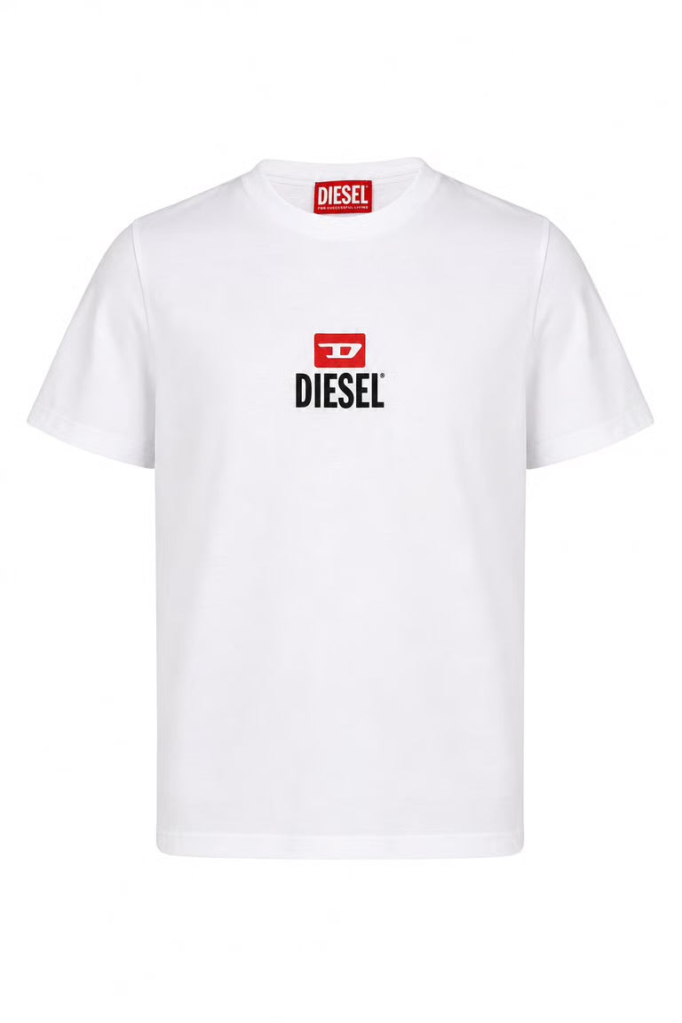 Tricou Diesel cu logo central rosu
