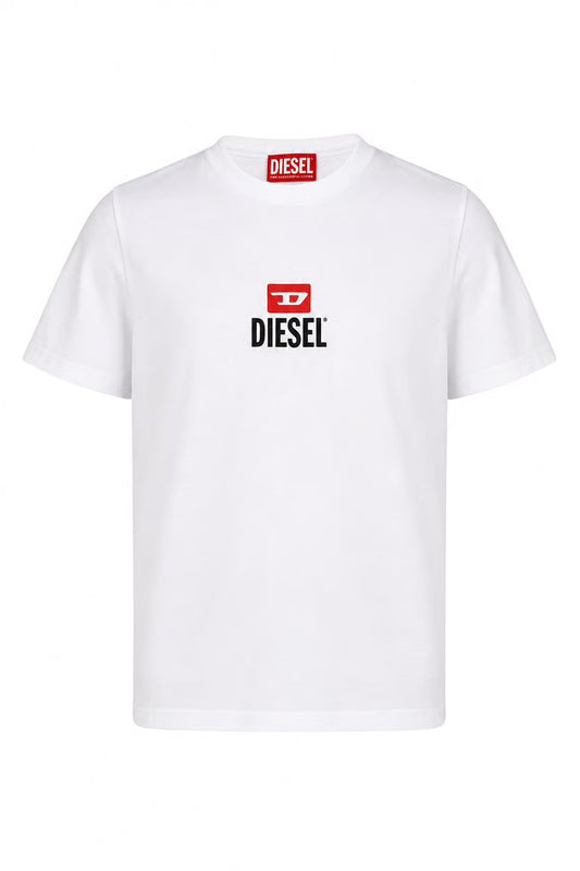 Tricou Diesel cu logo central rosu