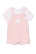 Set 2 piese DKNY salopeta si tricou roz si alb