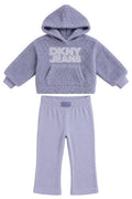 Set 2 piese DKNY - hanorac plusat cu logo central si pantaloni  mov