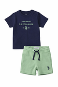 Set de vara U.S. Polo Assn.- pantaloni scurti verzi si tricou bleumarin