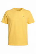 Tricou Tommy Hilfiger galben cu logo brodat