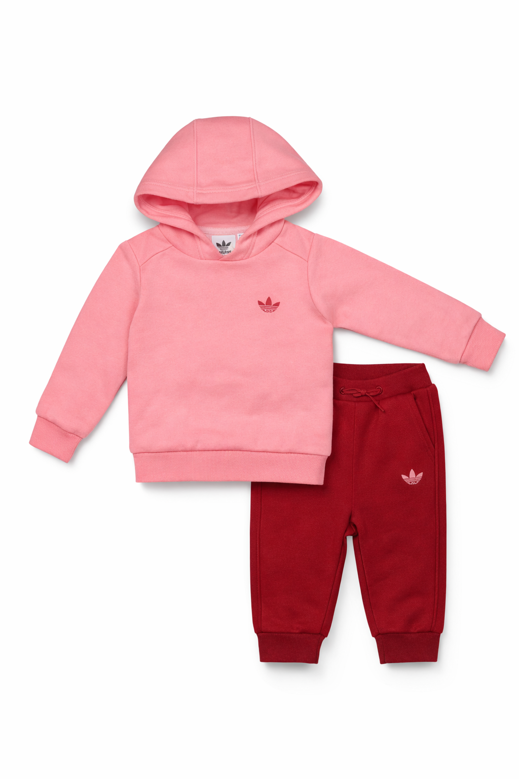 Trening Adidas copii - hanorac corai si pantaloni rosii