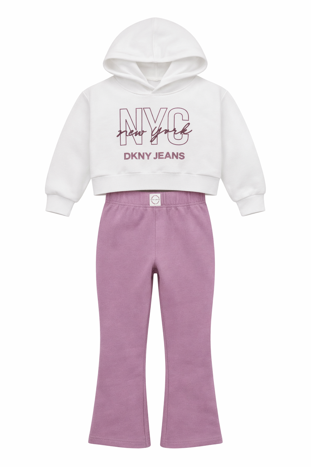 Set DKNY fetite - hanorac cu logo central si colanti tip raiat mov