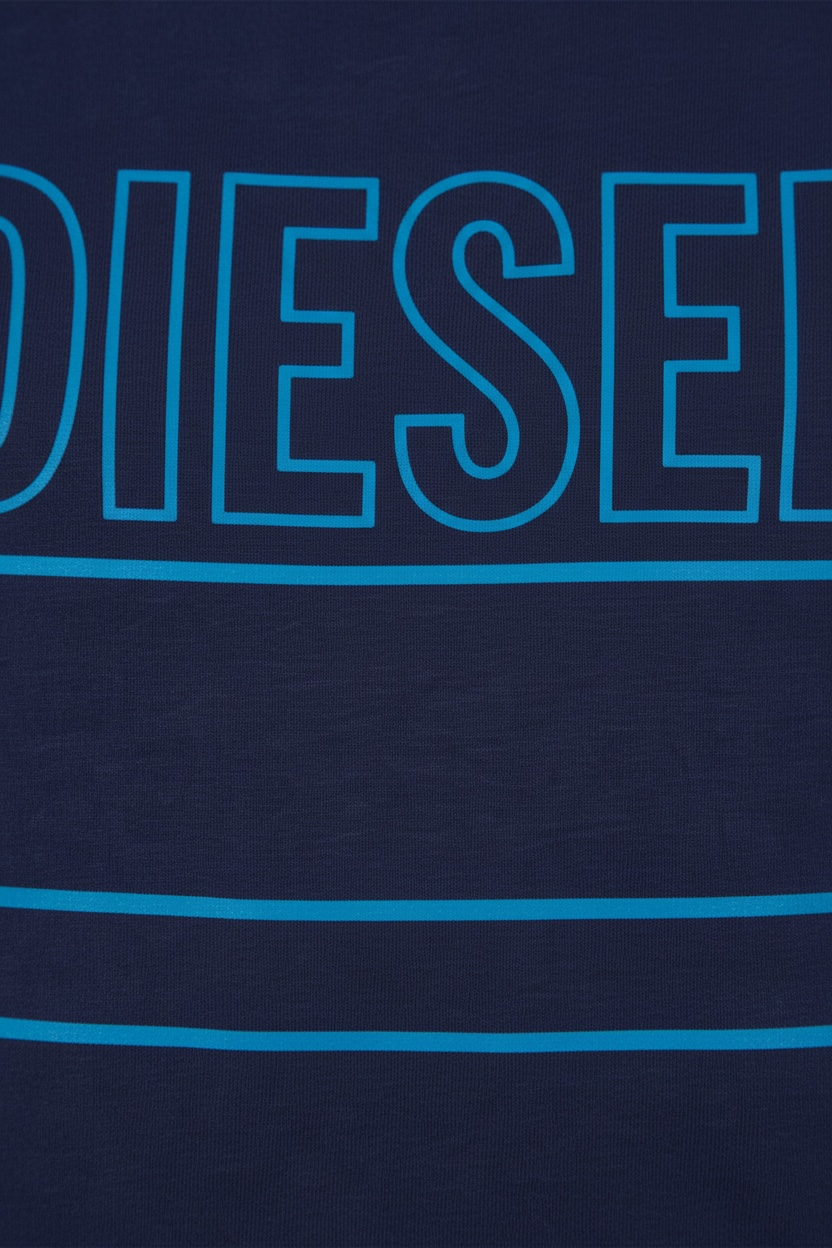 Tricou Diesel bleumarin, logo imprimat albastru