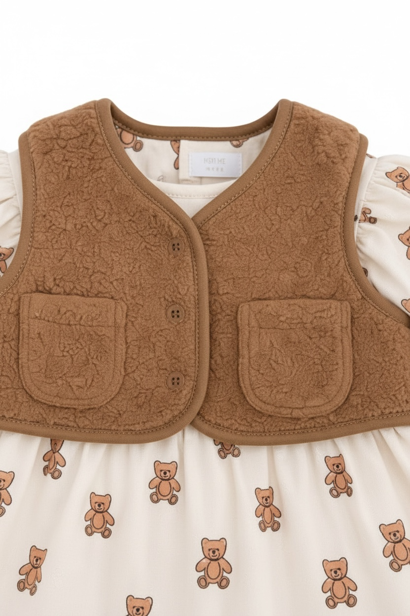 Set 3 piese Next Baby cu vesta plusata, rochie si dres