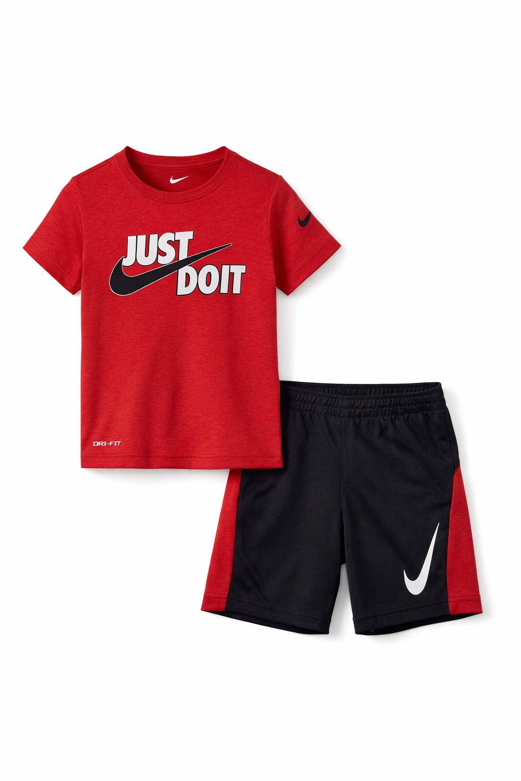 Set Nike Dri-Fit - tricou si pantaloni scurti sport rosu/negru