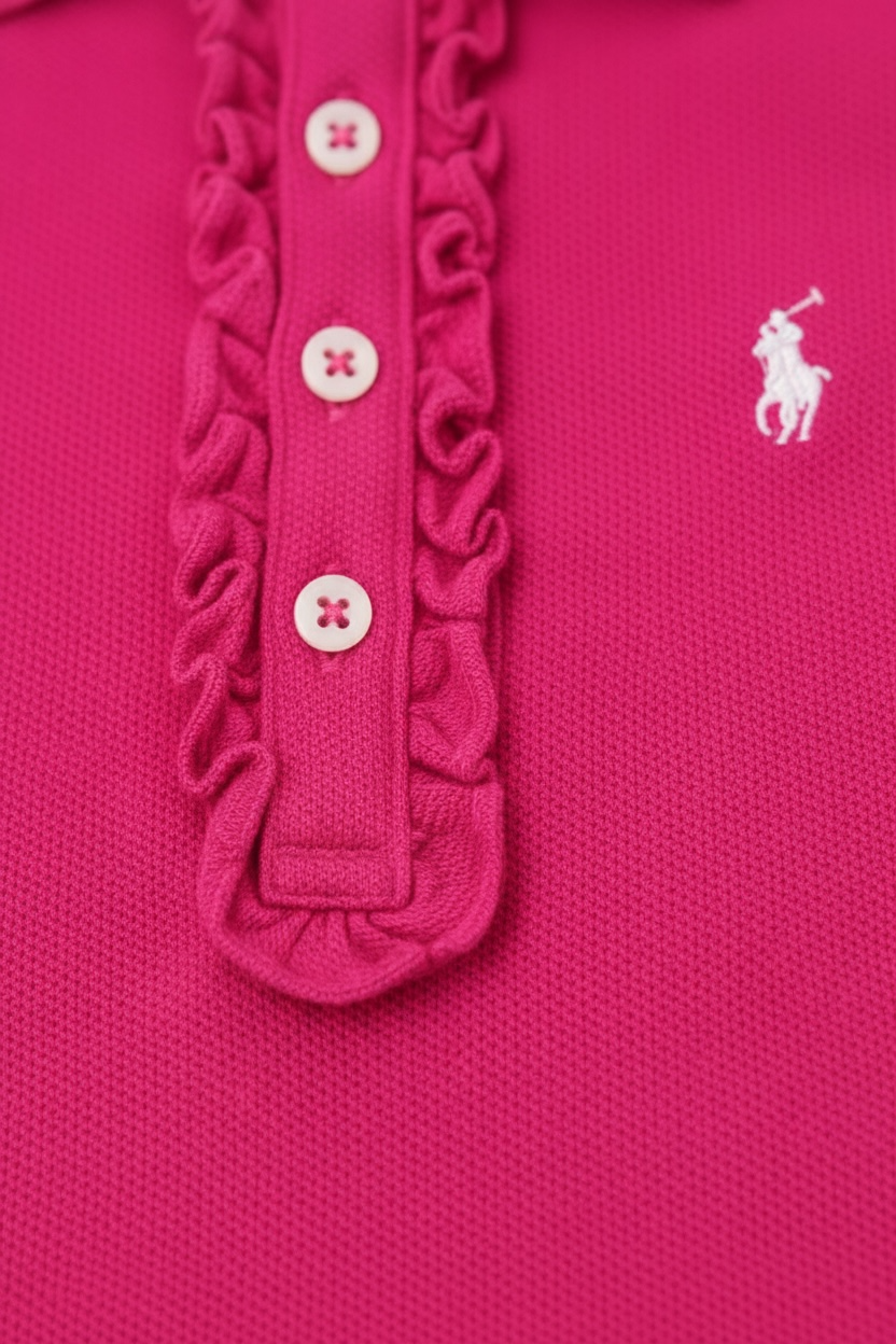 Tricou fetite Polo Ralph Lauren - roz cu imprimeu brodat