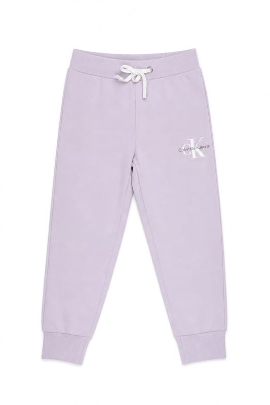 Pantaloni fetite Calvin Klein mov lavanda - logo imprimat