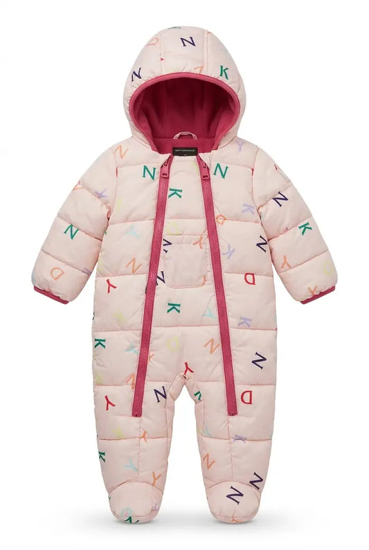 Combinezon DKNY crem cu imprimeu multicolor și detalii roz