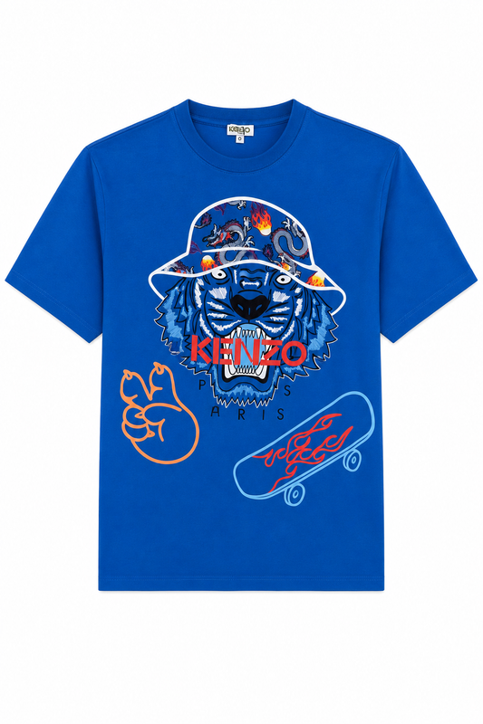 Tricou baieti Kenzo cu motiv tigru albastru