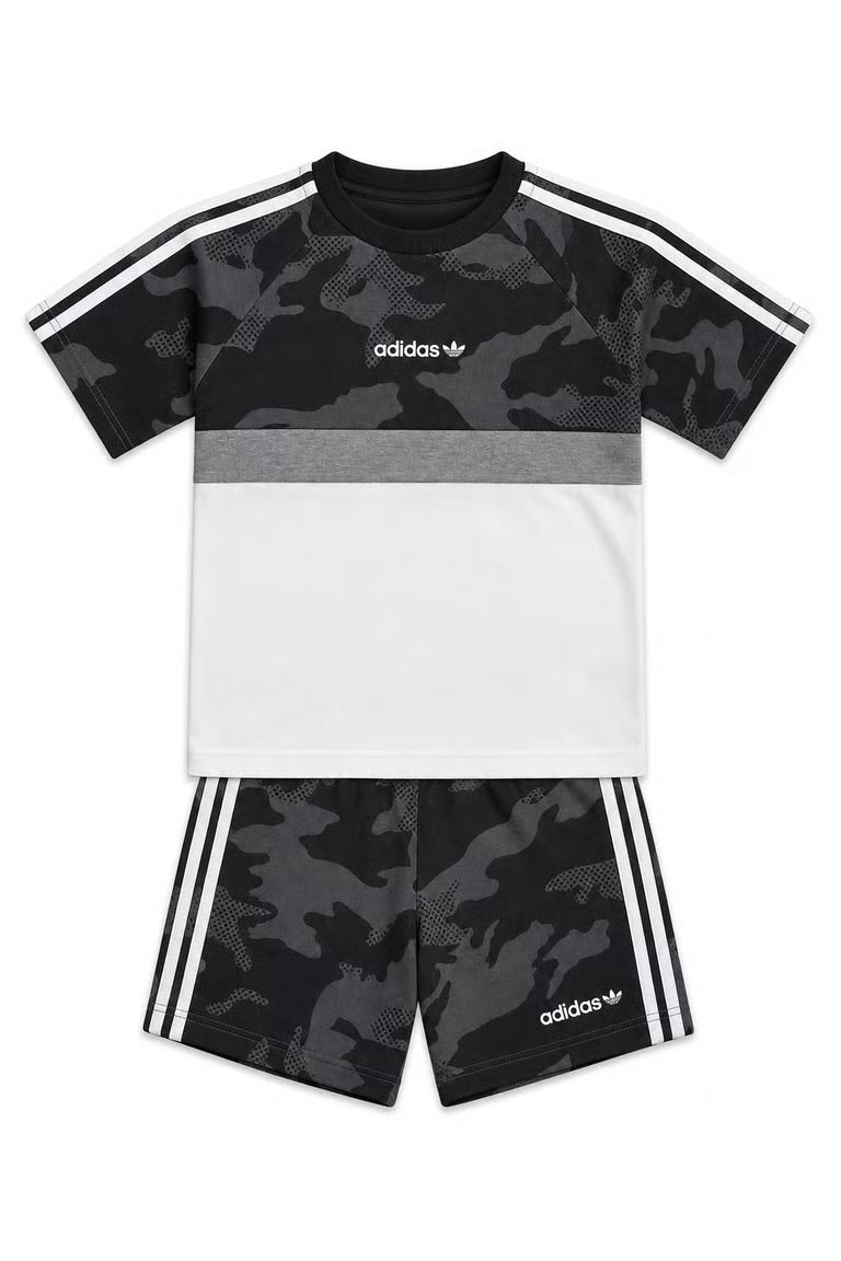 Set 2 piese Adidas de vara - pantaloni scurti si tricou cu dungi laterale
