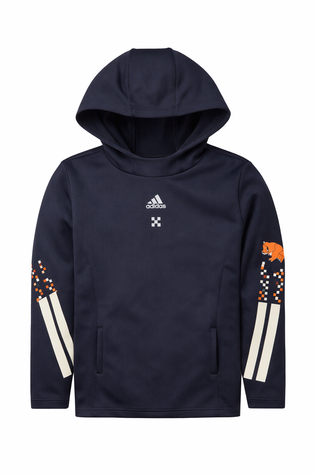Hanorac negru copii Adidas editie Minecraft, detalii grafice pe mâneci