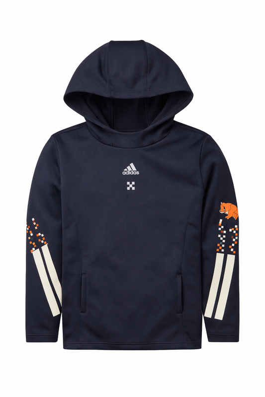 Hanorac negru copii Adidas editie Minecraft, detalii grafice pe mâneci