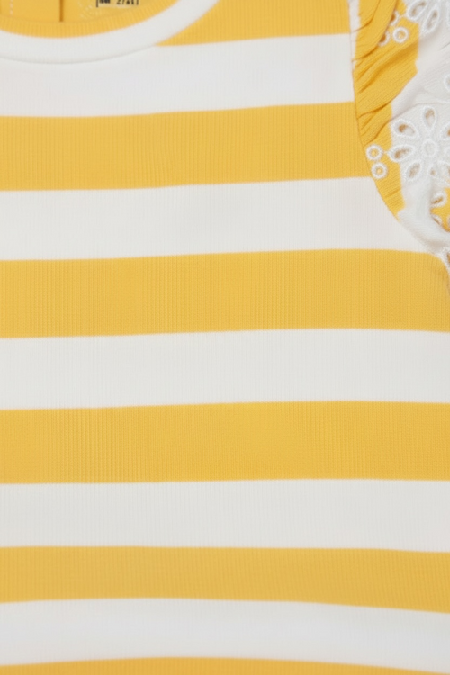 Bluza cu volanase Polo Ralph Lauren - galben cu alb
