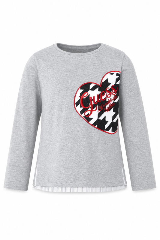 Bluza fete Guess gri cu detalii in forma de inima