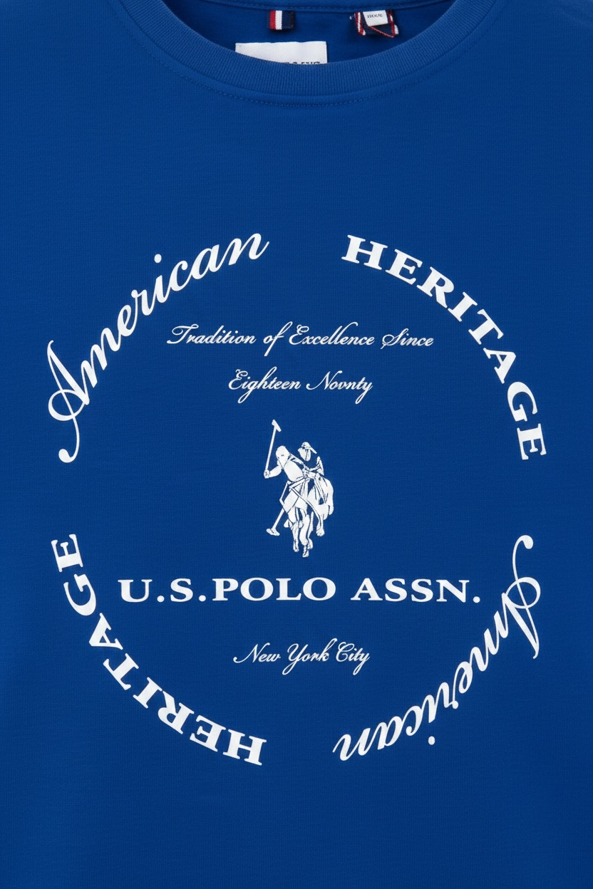 Tricou bleumarin U.S. Polo Assn. cu imprimeu circular