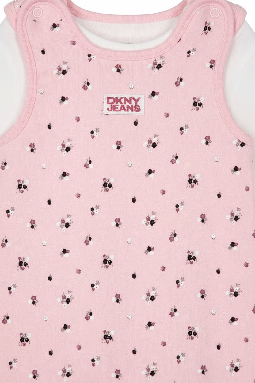 Set 3 piese DKNY - Salopeta cu imprimeu floral,bentita si bluza