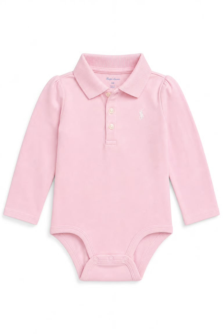 Body bebelusi roz Polo Ralph Lauren cu guler