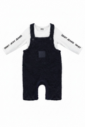 Set 2 piese DKNY - salopeta pufoasa bleumarin inchis, bluza cu logo lateral