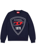 Pulover Diesel bleumarin cu logo imprimat central