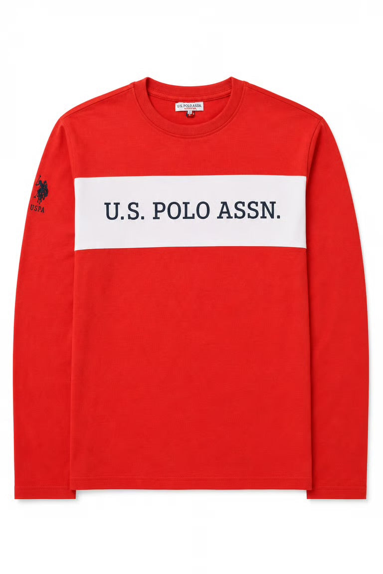 Bluza U.S. Polo Assn. portocalie cu logo central si lateral
