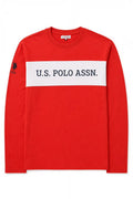 Bluza U.S. Polo Assn. portocalie cu logo central si lateral
