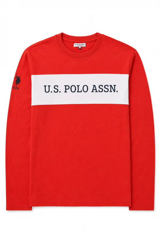 Bluza U.S. Polo Assn. portocalie cu logo central si lateral