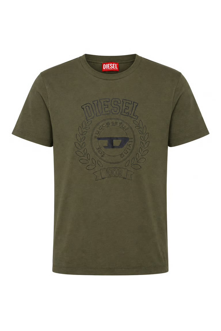 Tricou Diesel kaki cu imprimeu circular